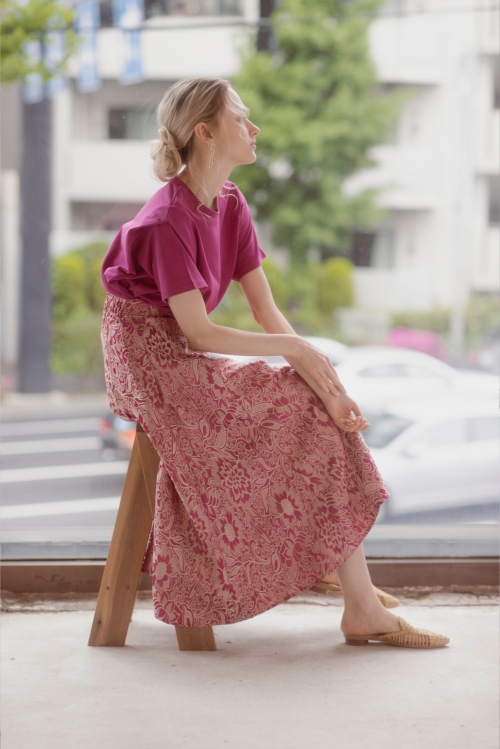 FLOWER JACQUARD VOLUME SKIRT/フラワージャカードボリュームスカート