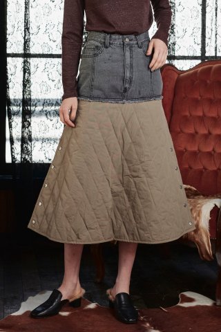 DENIMxQUILTING SKIRT