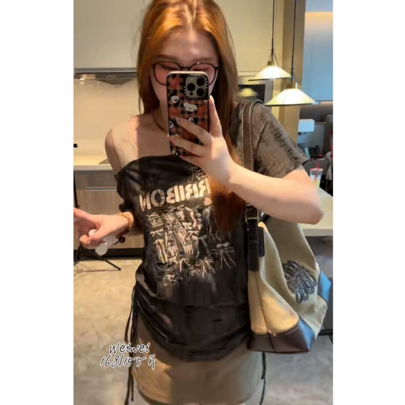 MR【原版破洞布】大码女装美式复古设计感短袖t恤女夏修身显瘦