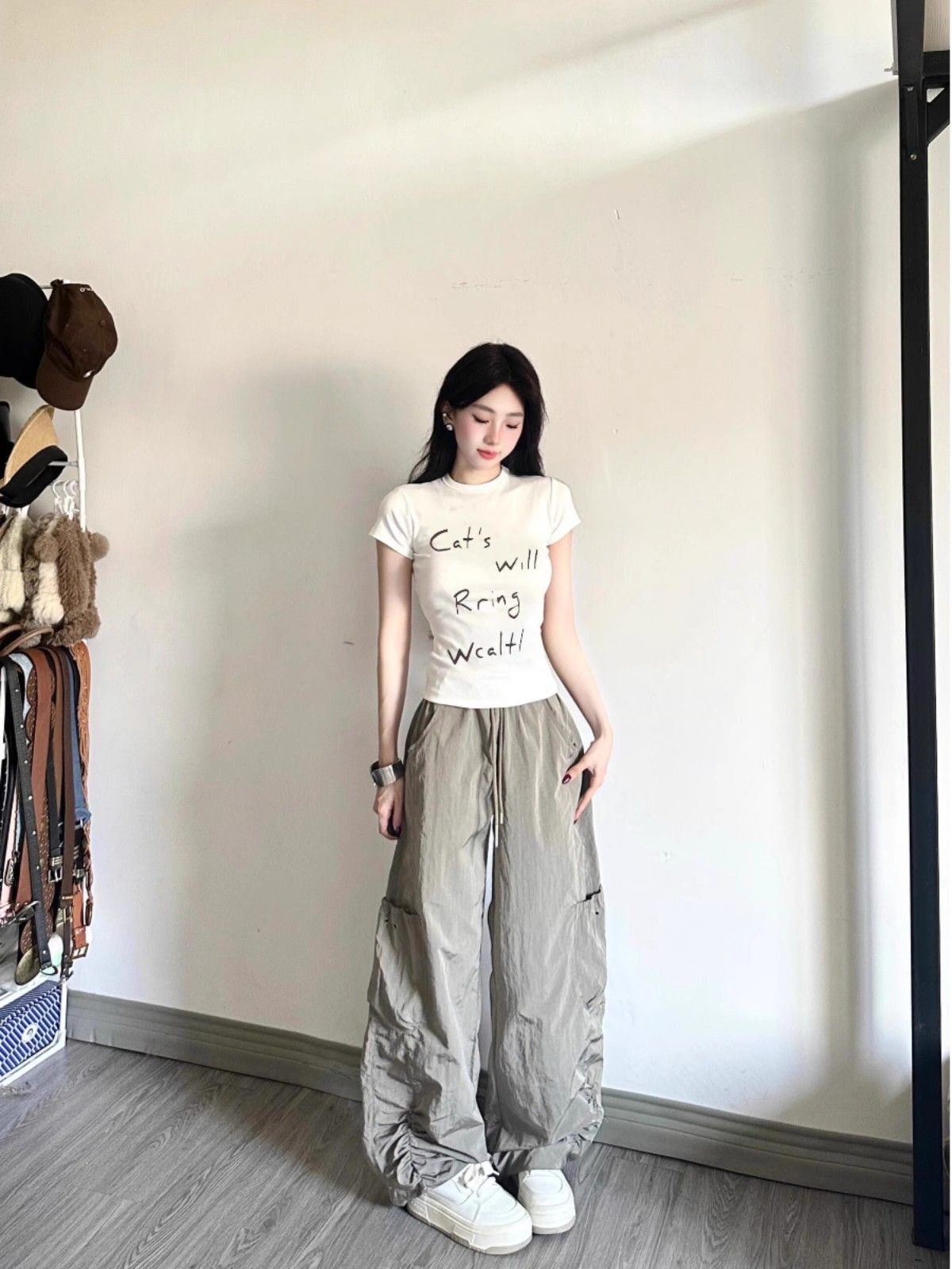 【1*1纯棉 常规款】印花正肩常规短袖 高弹力新款夏季修身显